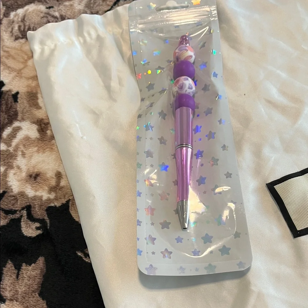 Iridescent Purple Beaded Pen